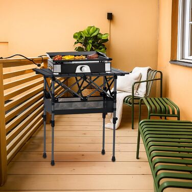 Складаний туристичний стіл Garllen 82x40 см, 2 положення висоти (44/70 см), знімний стіл зі сталі, для пікніка, грилю, саду та кемпінгу