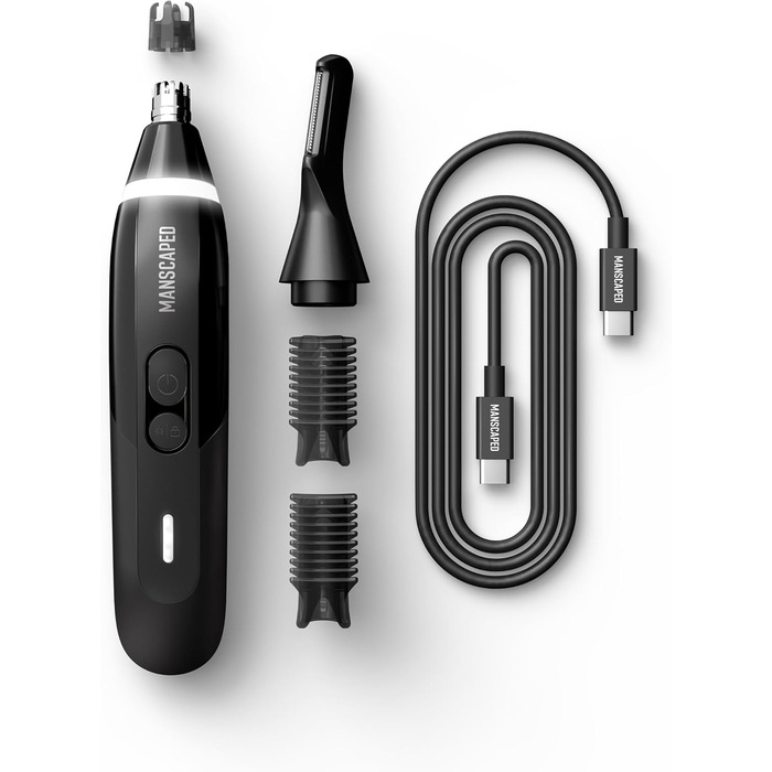 Електричний триммер для носа, вух та брів MANSCAPED® Weed Whacker® 3.0 PRO – SkinSafe® система, LED, акумулятор, для подорожей, насадка для брів