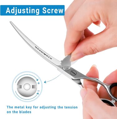 Hashimoto Dog Grooming Shears - 6.5 Inch Curved Pet Grooming Scissors for Face & Paws