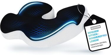 Ортопедична подушка для сидіння з Memory Foam | Ергономічна для офісу, авто та дому – проти болю в спині, геморою та ішіасу | Пральна, дихаюча | Рекомендовано до 95 кг