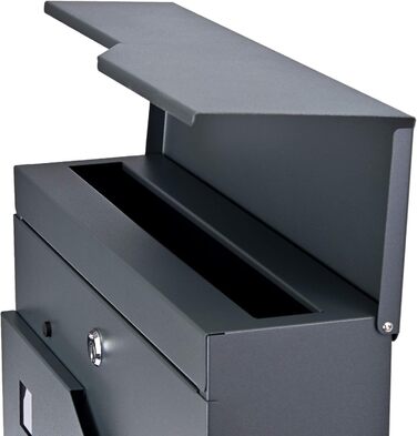 Поштова скринька Verda Anthrazit з газетницею, порошкове покриття AkzoNobel, 2 ключі, табличка з іменем, дизайнерська настінна поштова скринька з нержавіючої сталі SN3678-1