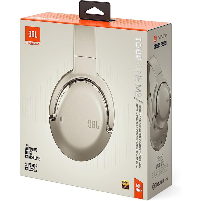 JBL Tour One M2 – Бездротові навушники Over-Ear з активним шумозаглушенням – Bluetooth, Champagne, до 40 годин роботи від акумулятора