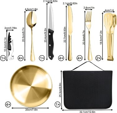 Набір посуду для кемпінгу MOMAHUA на 2 особи (10 шт.) з нержавіючої сталі. Ідеальний для пікніків, подорожей. Включає сумку для посуду. (Набір посуду на 4 особи)