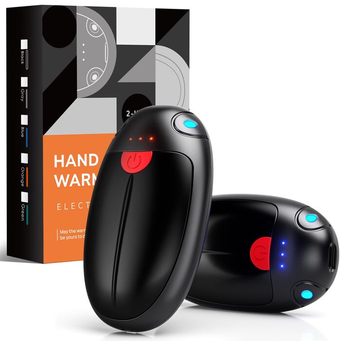Електричні грілки для рук, набір 2 шт. - USB, 20 годин тепла, 3 температурні режими, для спорту та Raynaud's/Артрит, чорний