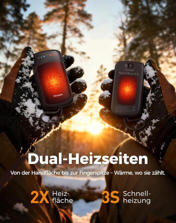 Електричний грієчка OCOOPA DuoHeat: 8 годин роботи, 67г, для кемпінгу, полювання, подарунок чоловікам