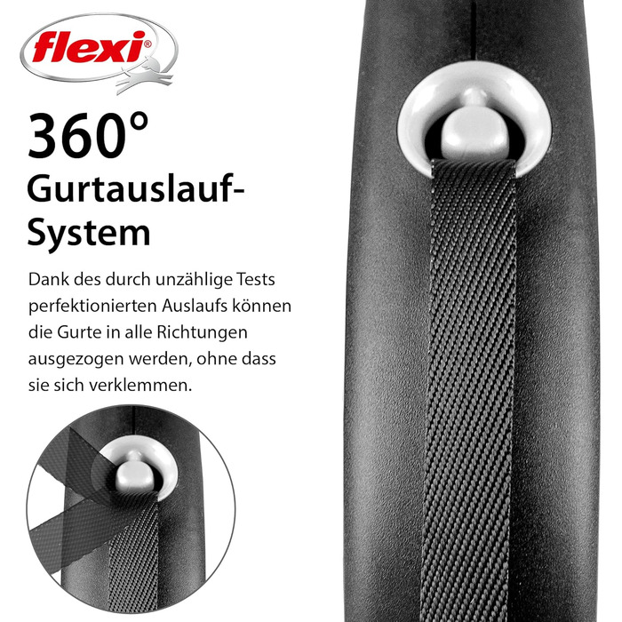 Flexi® рулетка для собак до 25 кг, чорний/срібло, 5 м