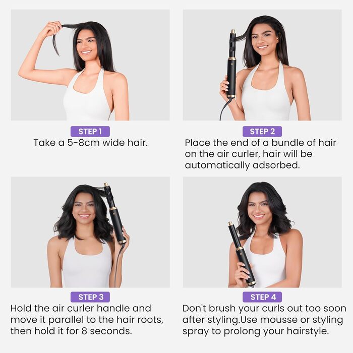 Мультистайлер для волосся 5 в 1 MogaWave Airstyler Airbrush Pro 1000W: фен-щітка, плойка та об'ємний стайлер з іонізацією, чорний