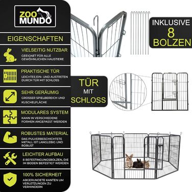 Клітка для цуценят Zoomundo 100 см, XL, чорна: загін для тварин, загін для цуценят, клітка для собак