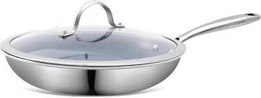 Сковорода з нержавіючої сталі з антипригарним покриттям Creamic, 26 см, для здорового харчування, сумісна з плитами Induktion, електричними та газовими