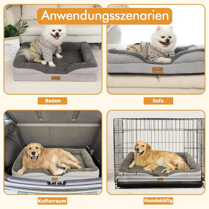 Orthopedic Dog Bed for Large Dogs - Dog Basket, Dog Sofa, Washable with Oval Foam, Dog Couch with High Rim and Non-Slip Bottom for Large Dogs, 111x80cm