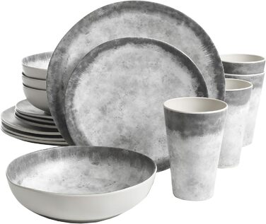 Набір посуду Gibson Home Woodlands, 16 предметів, Меламін, для 4 осіб, мармур