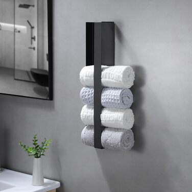 Тримач для рушників ZUNTO без свердління, для гостей, стійкий, нержавіюча сталь, 40 см, чорний