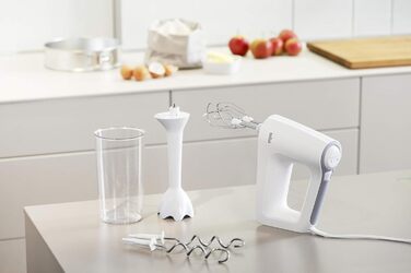Braun MultiMix 3 HM 3105 Hand Mixer – Handheld Mixer with 5 Speed Settings & Turbo Function, including Whisk, Dough Hooks, Immersion Blender, and 600 ml Mixing and Measuring Cup, 500 Watts, White. MultiMix 3 - includes Whisk, Dough Hooks, Immersion Blender & Mixing and Measuring Cup