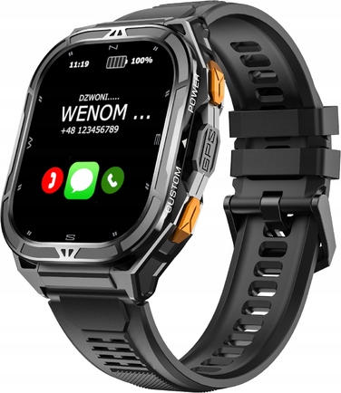Смарт-годинник Wenom: водонепроникний (ATM 5), з GPS, чорний