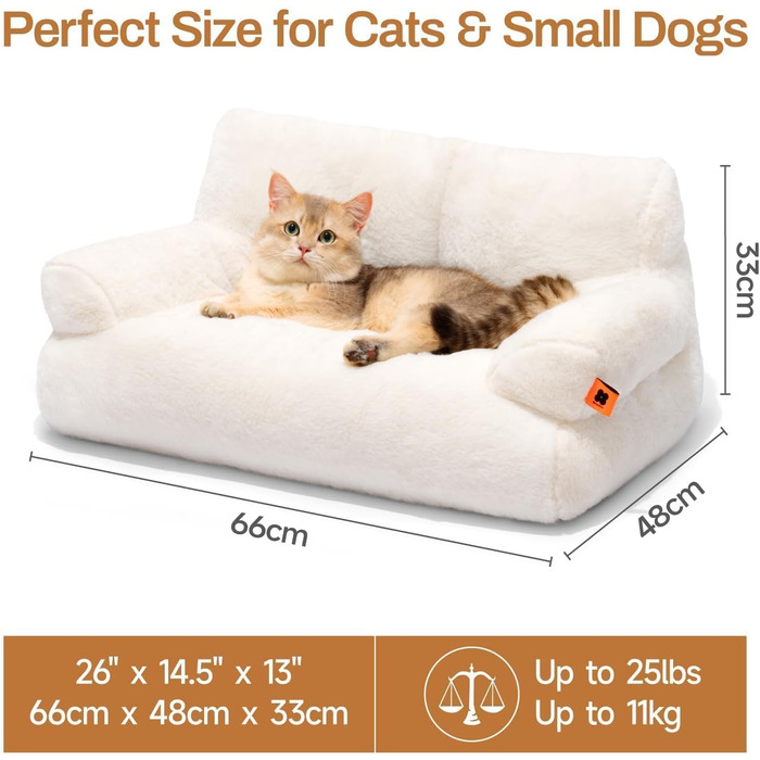 М'яке ліжко для котів та маленьких собак MEWOOFUN, 66x48 см, біле