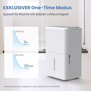 Зволожувач повітря Newentor 25л/день - 270W, для приміщень до 80м², 10 років гарантії, для підвалів, з 2м шлангом, знімний фільтр, таймер