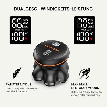 Електрична бритва для голови MAXGROOM 7D: водонепроникна, магнітна, з Type-C зарядкою, чорна