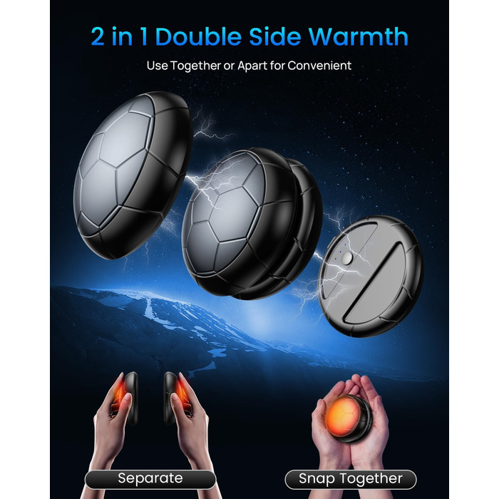 Електричні грілки для рук 2 шт. | USB-грілки з 3 режимами нагріву, 20 годин тепла, для холодного клімату, Outdoor/Indoor (Сірий)