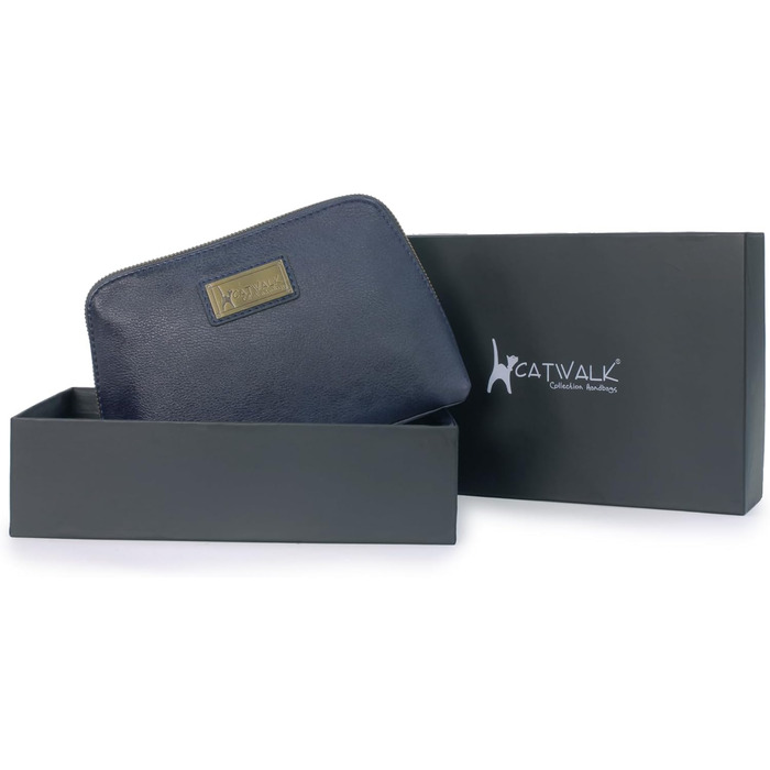 Сумка-косметичка Catwalk Collection Emma (Блакитна) - шкіряна, середнього розміру для ручної сумки