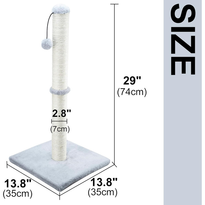 Дім для кота Dimaka з сизалевого мотузка та плюшевого покриття, сірий, 74 см