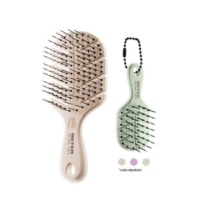 Beter – Натуральна міні-щітка для волосся з пшеничної волокна – Антистатична, для всіх типів волосся – Для мокрого та сухого волосся, з шармом