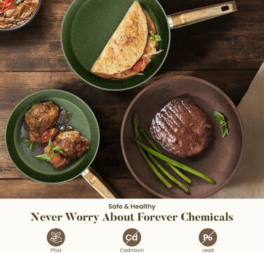 Набір посуду Kitchen Academy Granite 12 предметів для індукції, антипригарне покриття, без PFOA/PFOS, зелений