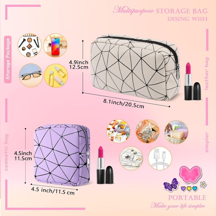 Набір косметичок Desing Wish: 2 шт. (міні + велика) – для подорожей та дому