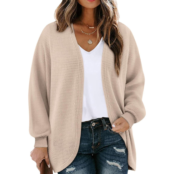 Жіночий кардиган Strickjacke: довгий, осінній, з V-подібним вирізом, весняний, елегантний, легкий, стильний, хакі, розмір L