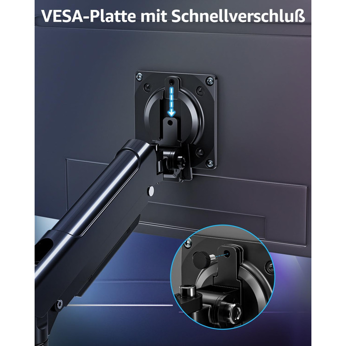 Тримач для монітора ELIVED EV6012W для 2 моніторів (13-32 дюйми), чорний, VESA 75/100mm, газ-амортизатор, регульований