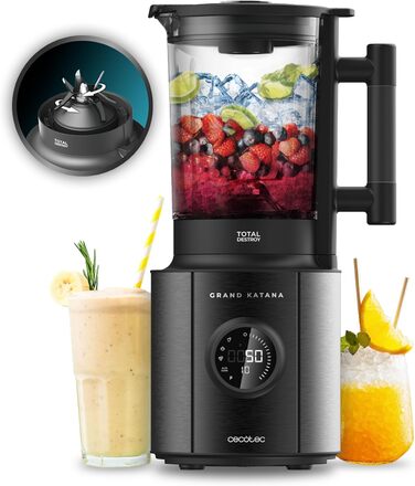 Cecotec Stand Mixer Grand Katana 2700MAX Total Destroy Screen B. Maximum Power 2700W, Digital Display, 8-Blade Knife with Black Titanium Coating, 1.8L Glass Jug Black / Display