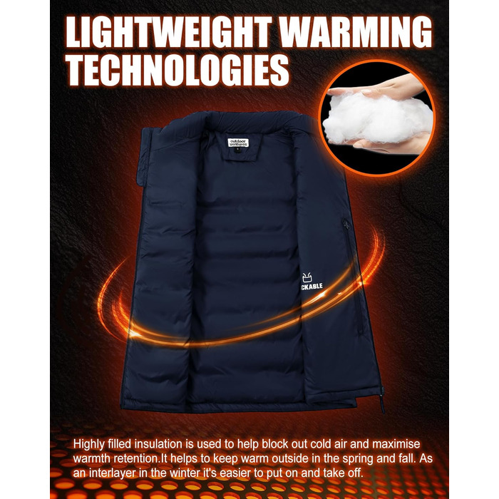 Жіноча степна жилетка Outdoor Ventures: тепла, для туризму та велоспорту, з капюшоном, темно-синя, розмір S