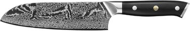 Японський ніж Wakoli Nitoko Santoku 18 см з дамаської сталі (67 шарів) VG10, HRC 60, G10 руків'я, Full Tang, для чистих нарізок, у подарунковій коробці