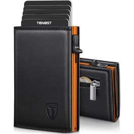 Чоловічий гаманець TENBST: Slim модель з RFID захистом, відділенням для монет та 8 відділеннями для карток (Помаранчевий)