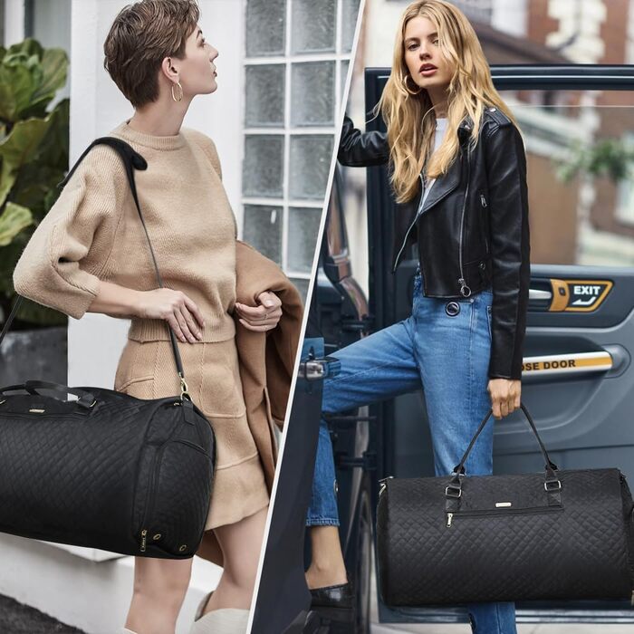 Сумка-органайзер для подорожей 2в1, жіноча, 50L, з відділеннями для взуття та речей, чорна