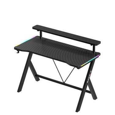 Ігрова стіл Huzaro чорний з RGB LED підсвіткою та надбудовою для геймера