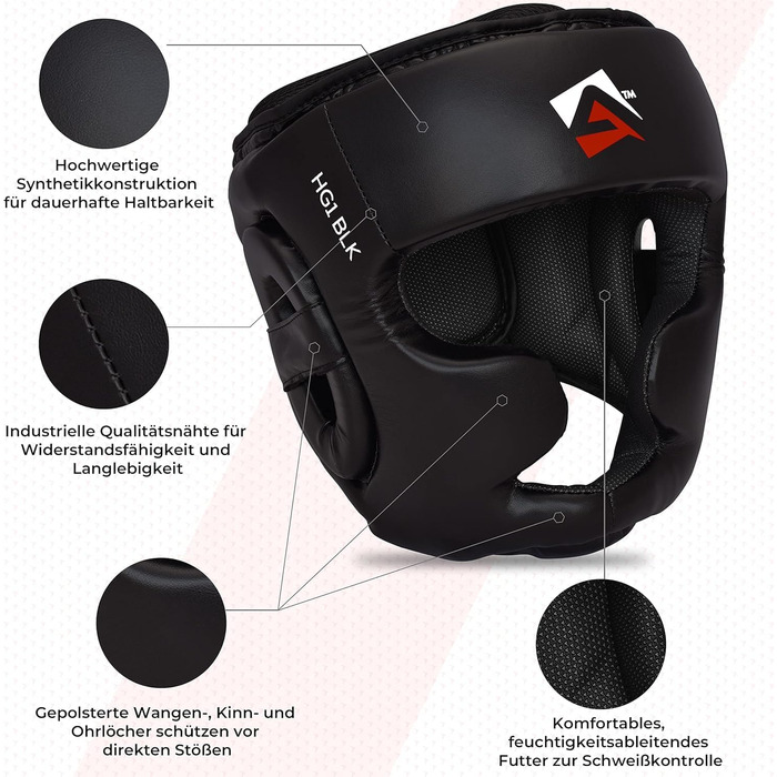 CE-Certified Boxing Headgear - Kickboxing, Muay Thai, Karate, Taekwondo Headguard (XL)