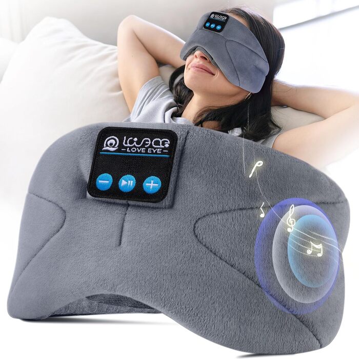 Маска для сну для тих, хто спить на боці з Bluetooth навушниками. 100% непрозора маска для очей, ультрам'яка, для подорожей, сну, йоги, медитації. Чорний колір, 1 шт.