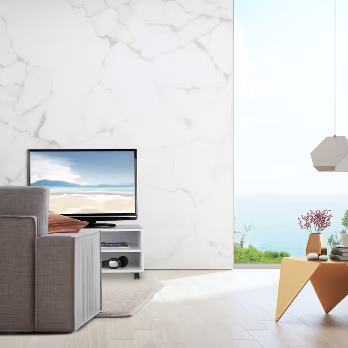 Relaxdays TV Stand with 4 Compartments, on Wheels