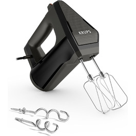Ручний міксер Krups 3MIX 6000 GN6028, 600 Вт, чорний, з насадками, Soft-Touch, довгий кабель, регулятор швидкості