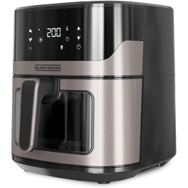 Фритюрниця повітряна BLACK+DECKER BXAF6500E, 1600W, 6.5л, 1300г картоплі фрі, 8 програм, регулювання температури 80-220°C