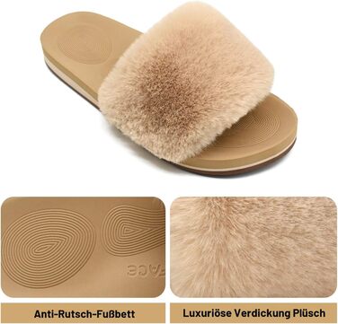 Жіночі плюшеві халапи COFACE з хутром, теплі домашні тапочки, шльопанці, сандалі, літні та зимові тапочки для дому та басейну, пухнасті тапочки, розмір 38 EU, бежеві