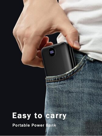 Power Bank 50000mAh з LED дисплеєм: Швидка зарядка 22.5W, 3 виходи USB-C, 2 входи, сумісний з Samsung, iPad, Android, чорний