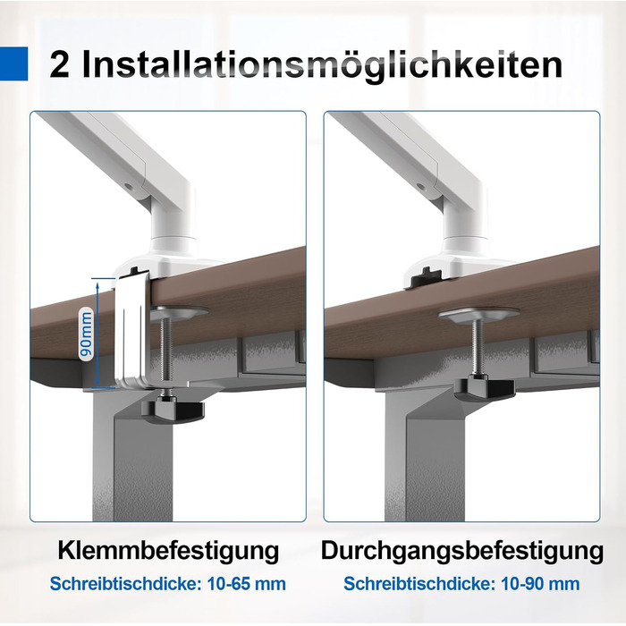 Кріплення для монітора GRIFEMA, 13-32 дюйми, регульоване, поворотне, до 9 кг, VESA 75x75/100x100, білий