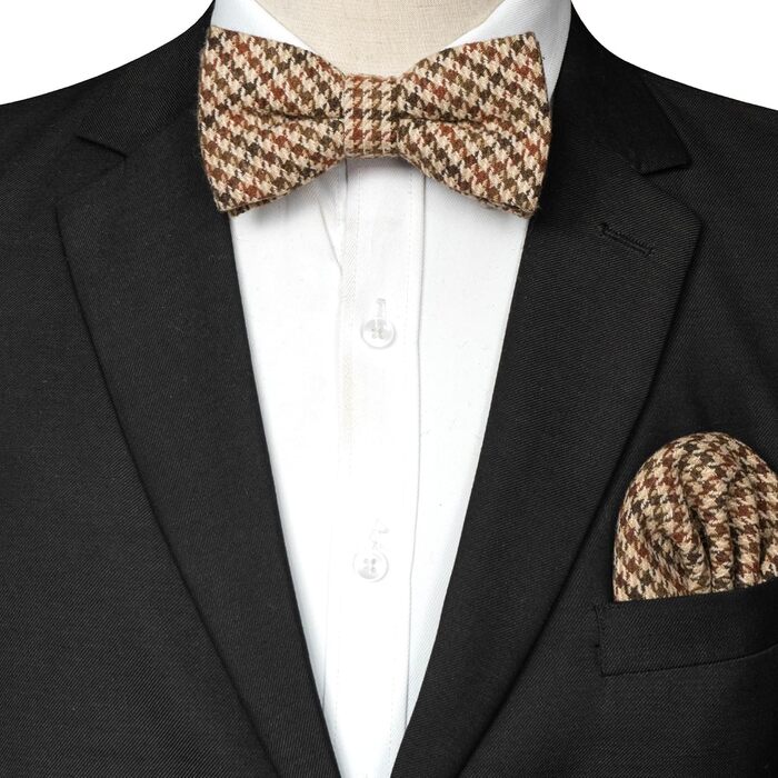 Метелик чоловічий JEMYGINS вовняний однотонний, з нагрудною хустинкою, для осені-зими, коричневий