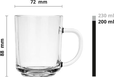 Набір склянок для лате макіато Krosno Glasmark (4 шт.) - 200 мл, з ручкою, для кави, чаю, десерту, глінтвейну, айс-кафе