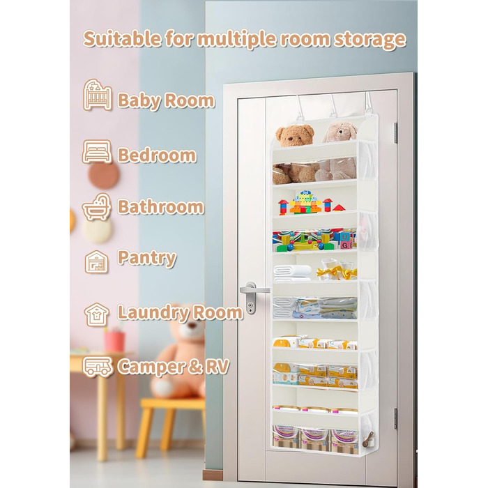 Органайзер на двері 5-поверховий складний бежевий (2 шт) для ванної, дитячої, кемпінгу