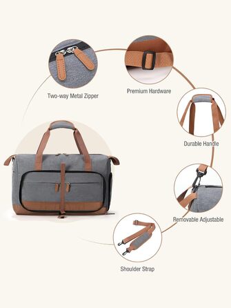 Спортивна сумка Lekesky 30L сірого кольору: туристична, для подорожей, з відділенням для взуття, валіза ручної поклажі Easyjet, водонепроникна