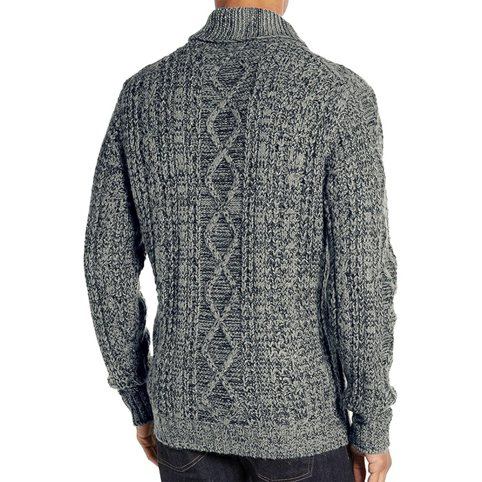 Чоловічий в'язаний кардиган Runcati з довгим рукавом, коміром та замком, з косими візерунками (XL, сірий)