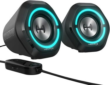 Edifier G2000 Bluetooth ігрова колонка з RGB-підсвічуванням та 3 режимами звучання. Підключення: Bluetooth, USB (звукова карта), 3.5mm jack. Чорний колір