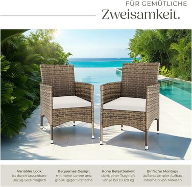 Tectake 2-Piece Rattan Garden Chair Set
